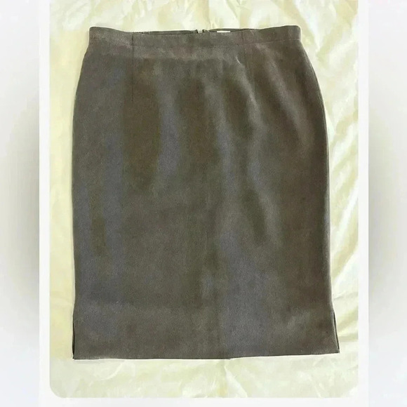 Dana Buchman 100% Silk Brown Lined Pencil Skirt Size 12 - Picture 10 of 14